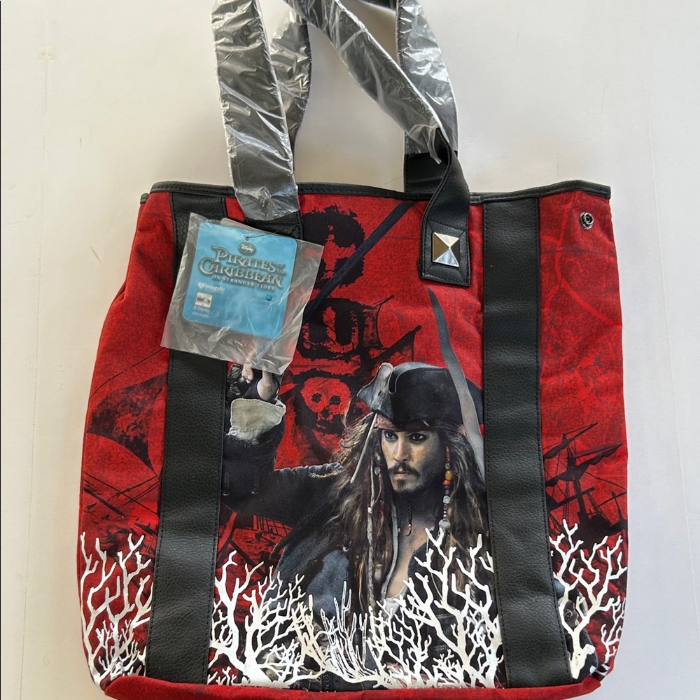Disney Pirates Caribbean Stranger Tides Loungefly Red and Black  Tote Bag NWT